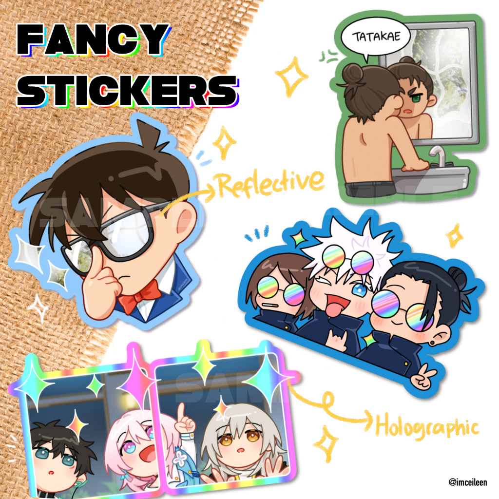 

Jujutsu | Honkai Star Rail | Conan | Attack on Titan Fancy Holographic Sticker