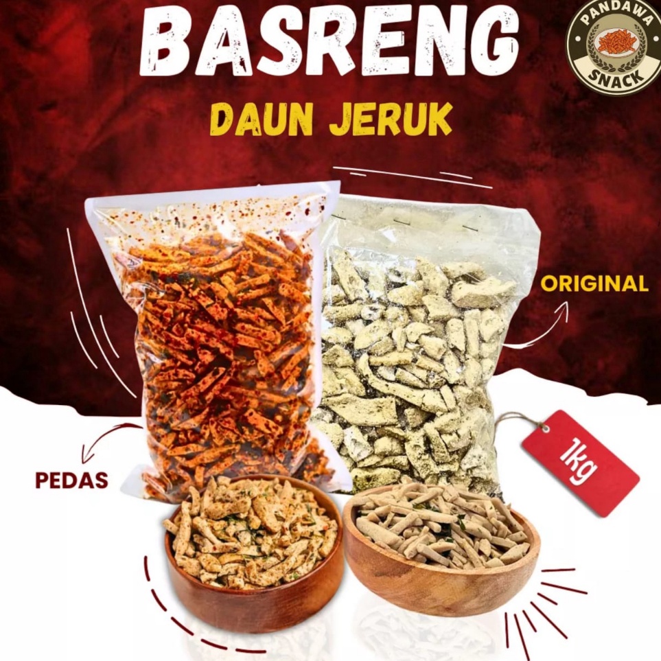 

Clearance sale Basreng 1KG Pedas Daun JerukOri Daun Jeruk Baso Goreng Stik