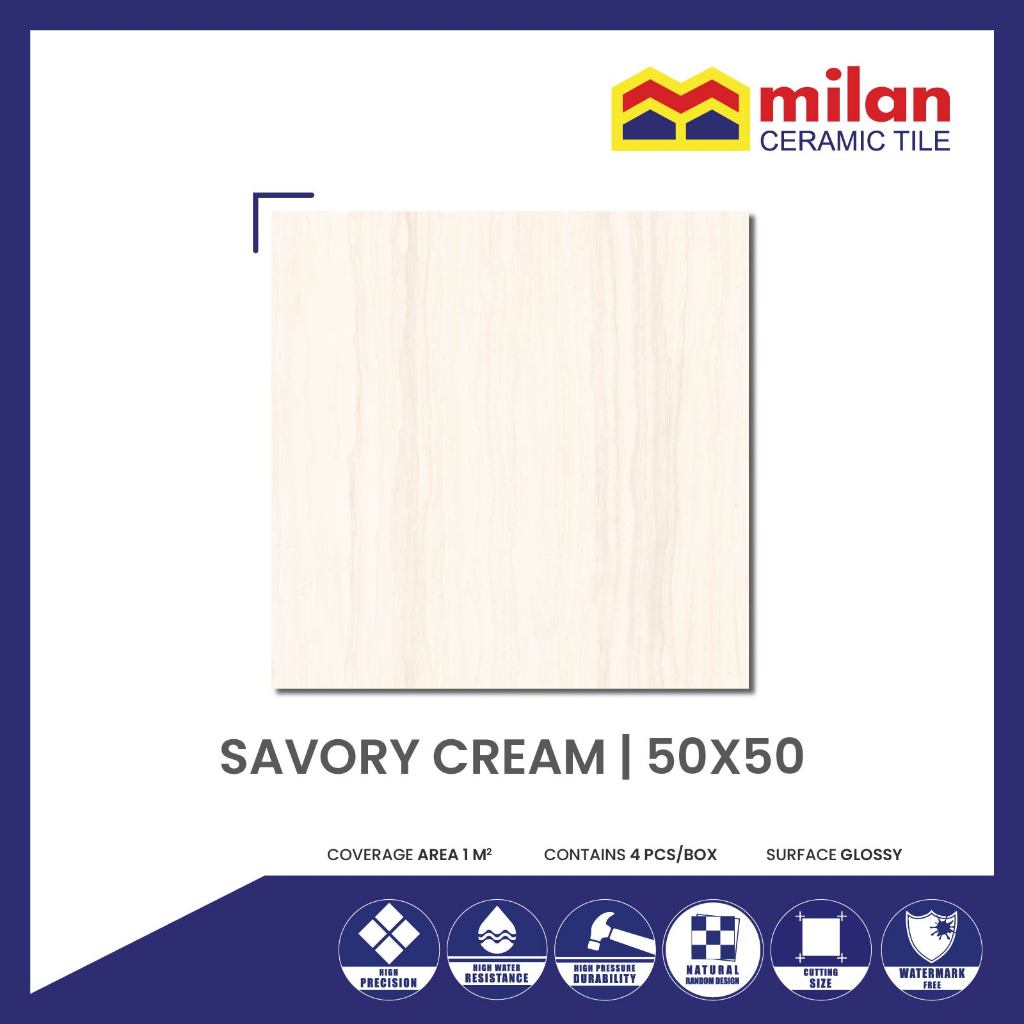 MilanTiles - MILAN Savory Cream 50x50 cm Keramik Lantai Glossy