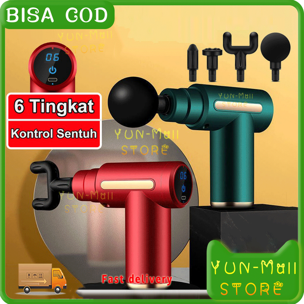 Alat Pijat Mini Fascial Gun Massage Gun Smart Alat Pijat Gym Elektrik Terapi Otot Alat Pijat 4 In 1