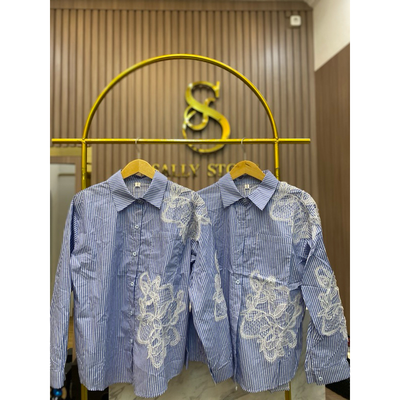 luna stripe blouse brukat renda