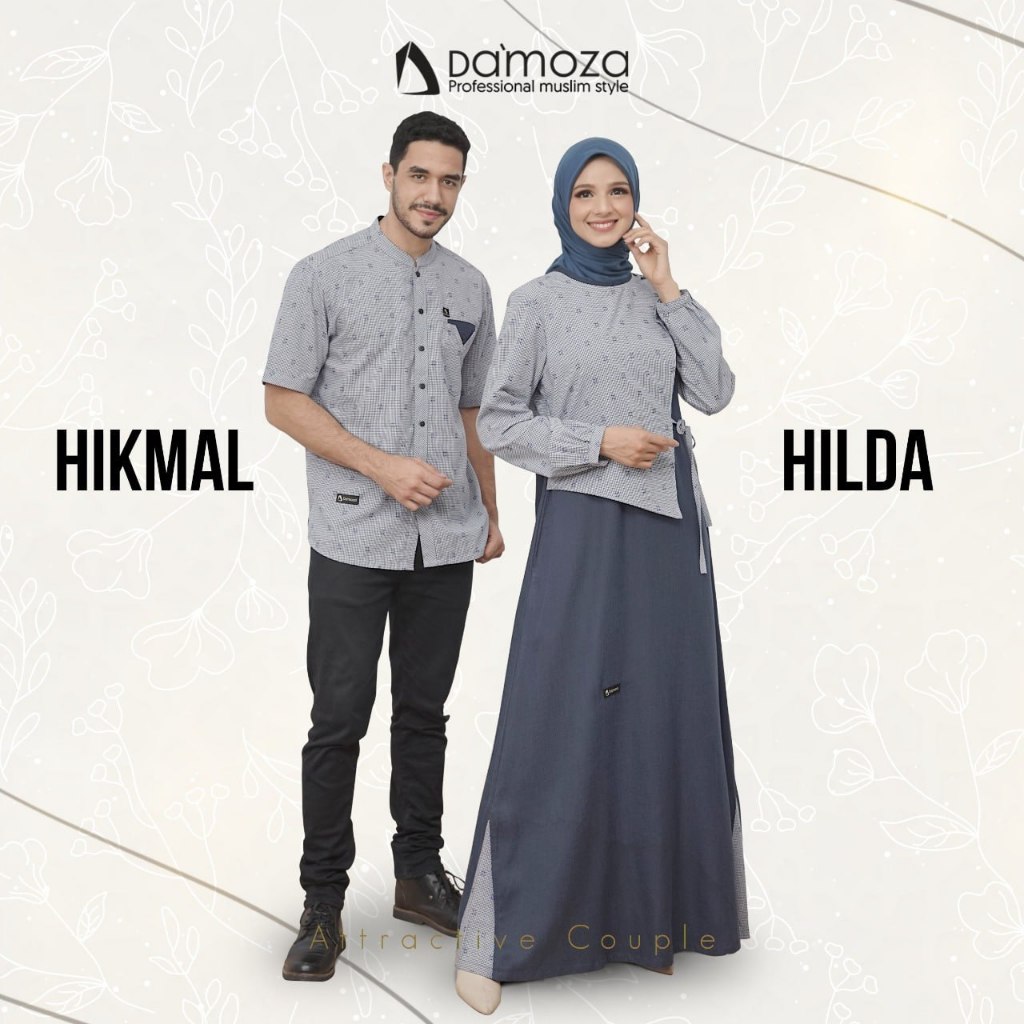 Gamis  COUPLE Katun Remaja DAMOZA HILDA HIKMAL BLUE NAVY ORIGINAL I COD I BEKASI