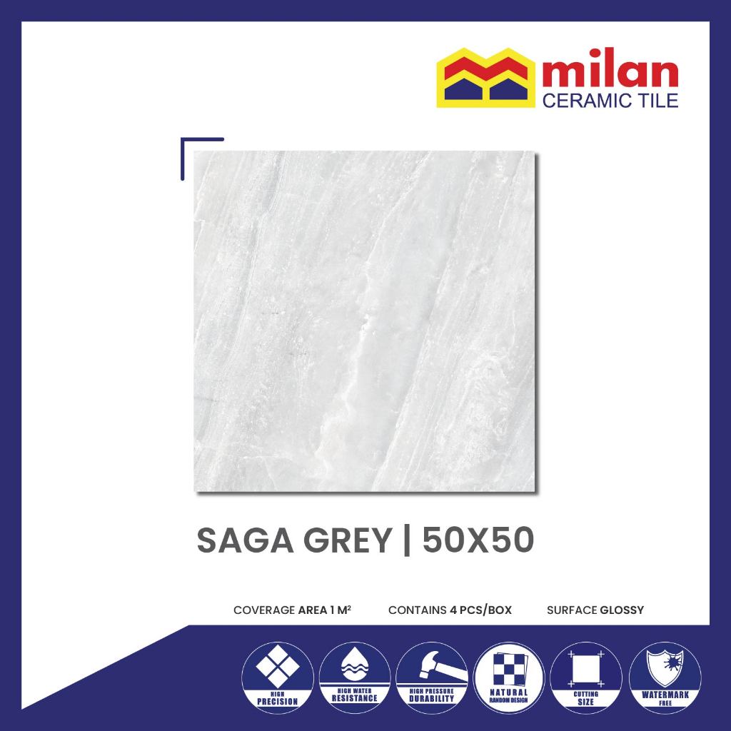 MilanTiles - MILAN Saga Grey 50x50 cm Keramik Lantai Glossy