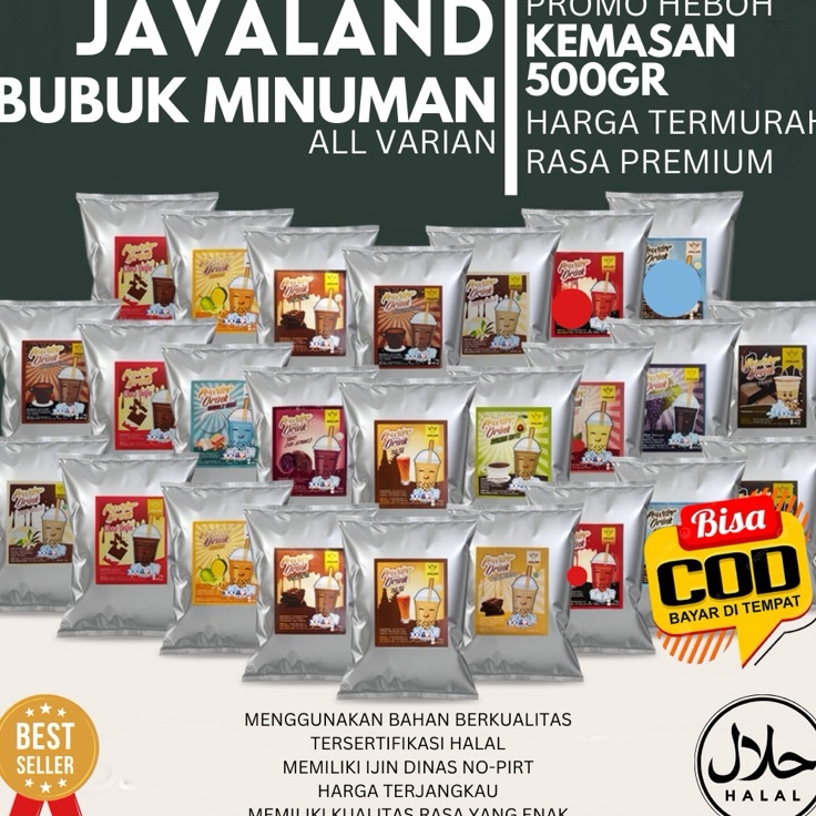 

Real produk Javaland Mix Bubuk Minuman Boba Kekinian Aneka Rasa 5gr