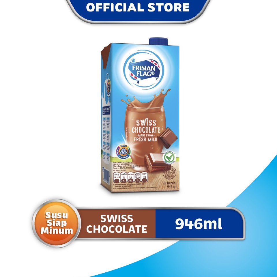 

Ready Now Frisian Flag Susu UHT Swiss Chocolate 946 mL