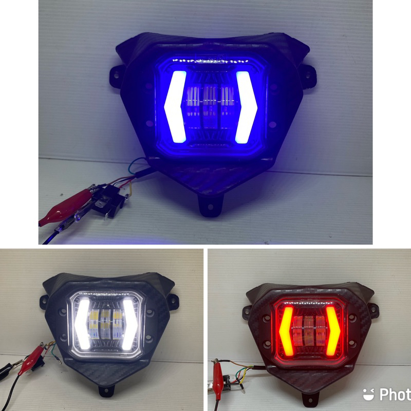Kedok lampu Reflektor Headlamp Batok Lampu Depan CRF Carbon set Lampu led 2Lensa angel warna kuning