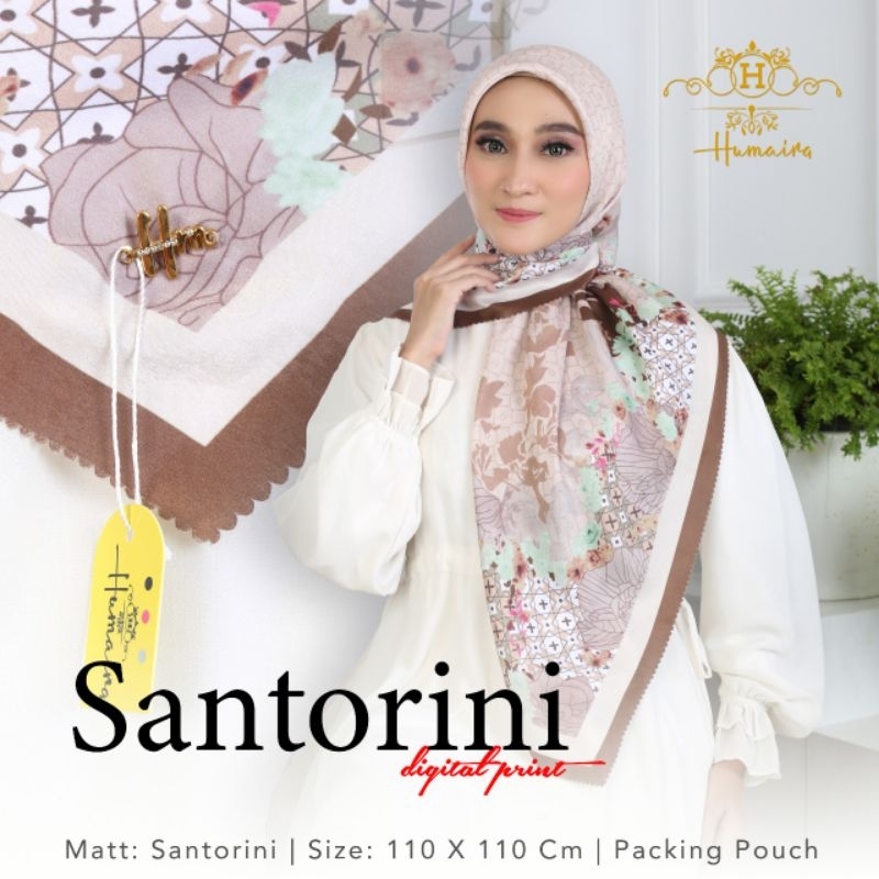 HUMAIRA-Hijab Segiempat Santorini Motif/Kerudung Segiempat Santorini Motif pinggiran laser cut| Hija
