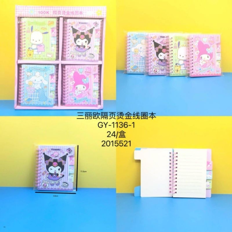 

( KYS ) RING BOOK MINI SANRIO / BUKU NOTES MOTIF CINNAMOROL KUROMI MELODI POCHA