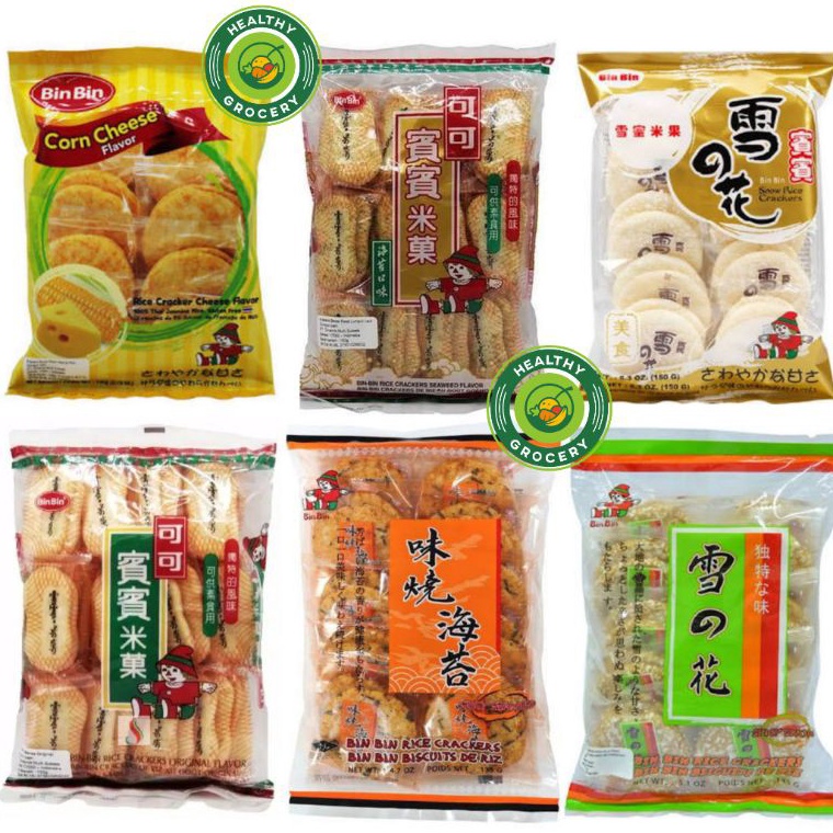 

Tertarik BIN BIN Rice Crackers ORIGINAL SEAWEED SNOW SPICY CORN CHEESE Binbin