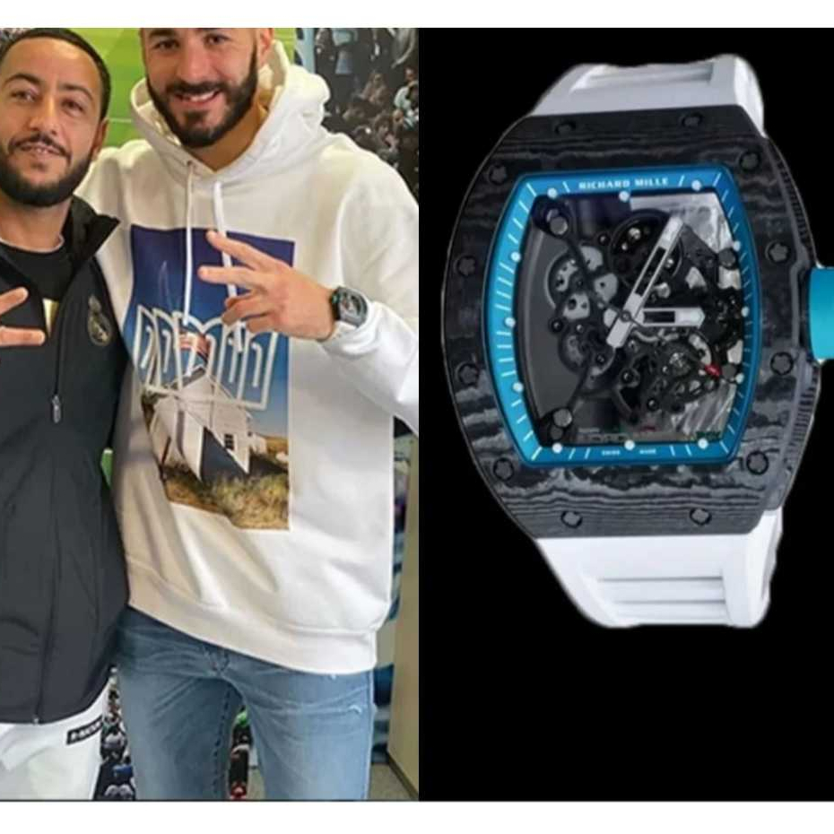 Jam Tangan Luxury RM  055 Bubba Watson Marina Circuit 42mm Swiss Automatic White Dial