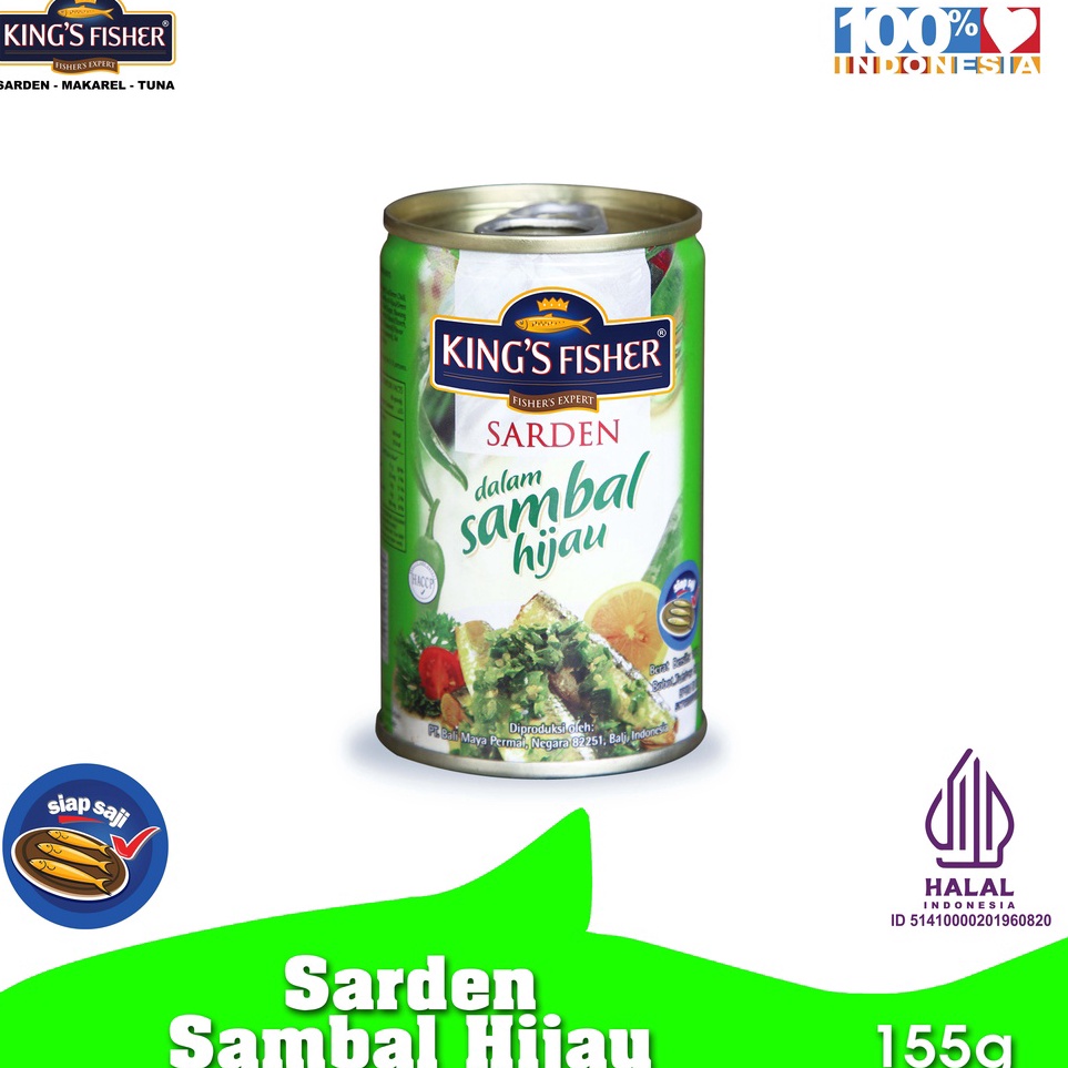 

Silahkan Beli Kings Fisher Sarden mini Sambal Hijau Makanan Kaleng 155 gr