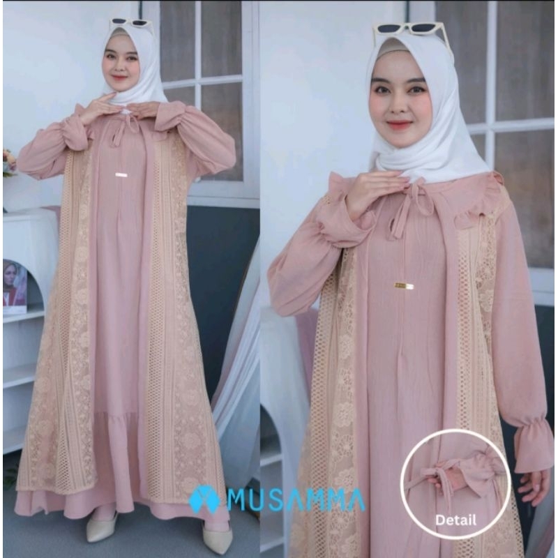 [TERBARU] MAYRA Dress//Gamis crinkle combi brukat malika
