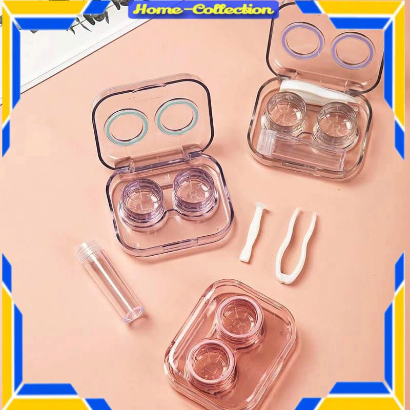 HCSoftlens Case Bening Plastik Tempat Kontak Lensa + Penjepit + Tongkat Tempat Softlens Bening Satu 