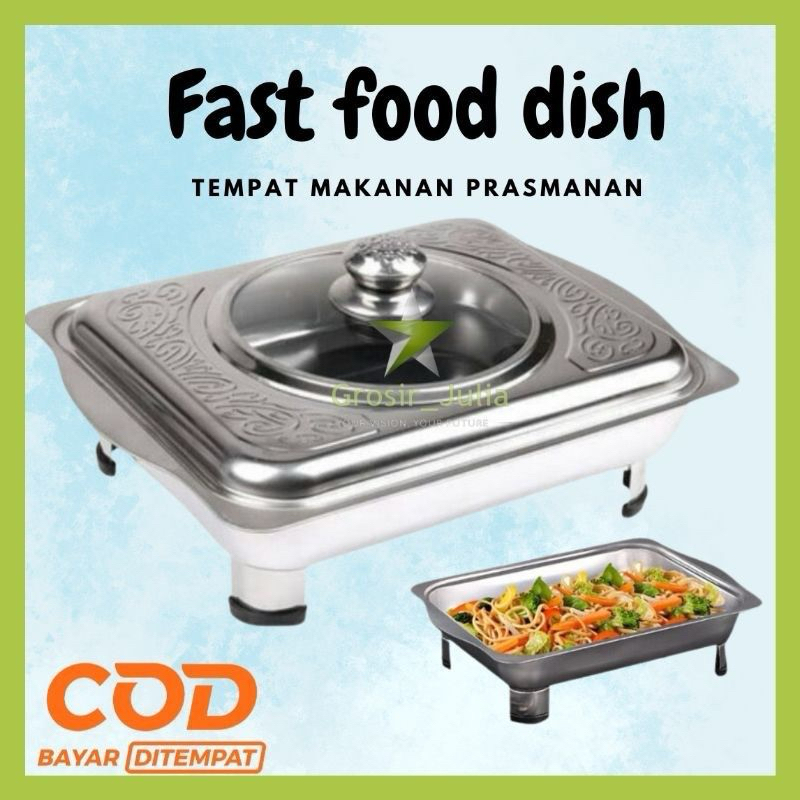 Presmanan set| Tempat Wadah Saji Makanan Stainless|Fast Food Dish Prasmanan Kotak| Tudung saji kotak