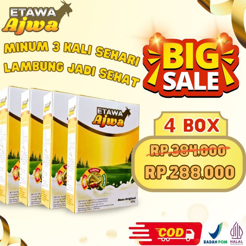 

SUSU PUTIH KAMBING ETAWA KURMA AJWA UMBI GARUT UNTUK MAAG DAN ASAM LAMBUNG PAKET 4 BOX