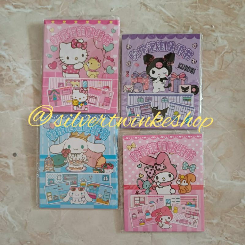 Mainan edukasi anak tempel menempel sticker stiker karakter sanrio kuromi cinnamoroll pompompurin he