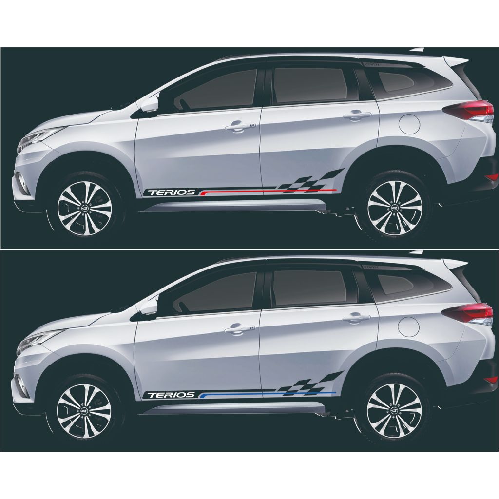 Stiker Cutting Mobil All New Terios Rush putih Hitam Minimalis