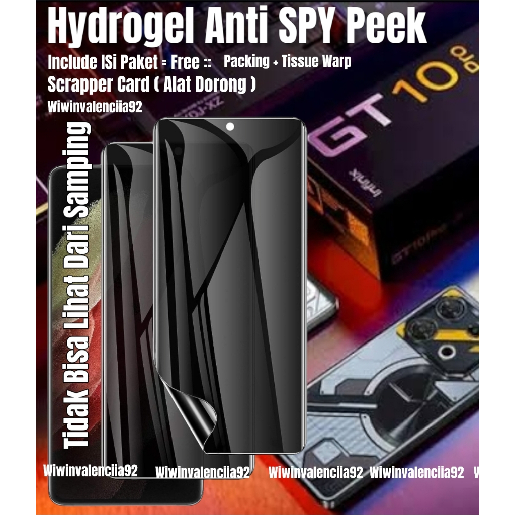 HYDROGEL Anti SPY PRIVACY + GLOSSY Front INFINIX GT 30 20 10PRO / Note 60Pro Edge 50 40 30 30PRO 11S