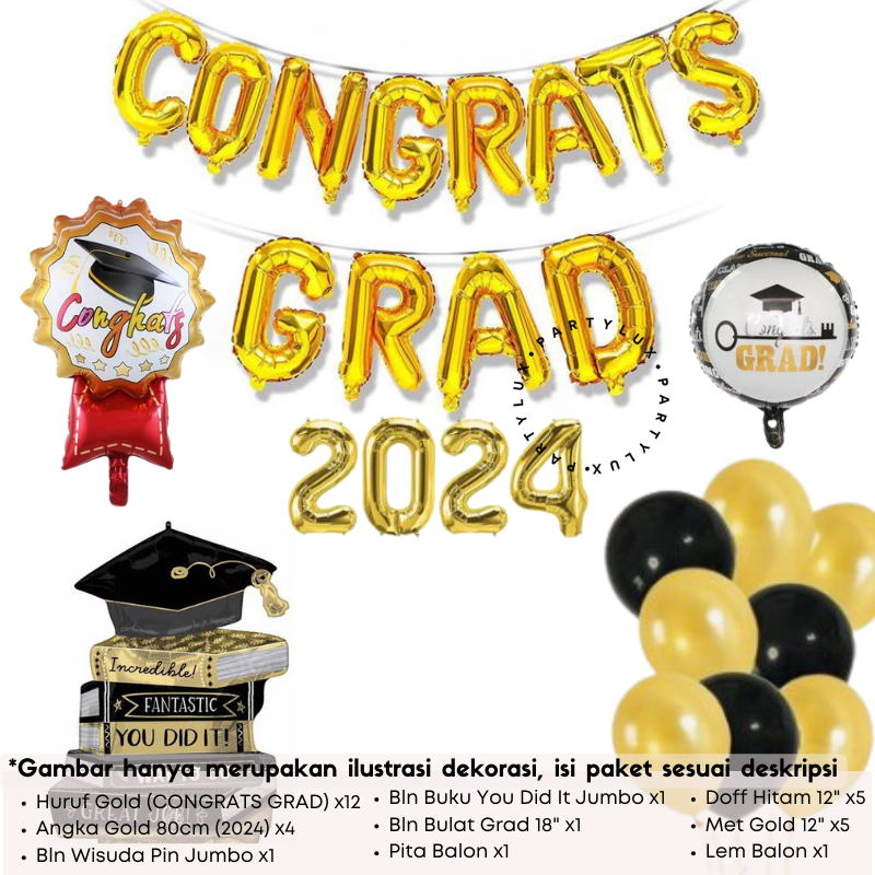 Paket Dekorasi Wisuda Happy Graduation / Set Dekor Balon Graduation