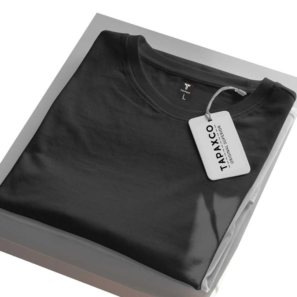 TAPAXCO Basic Kaos Polos Cotton Combed 30 S Lengan Pendek HItam Tapax