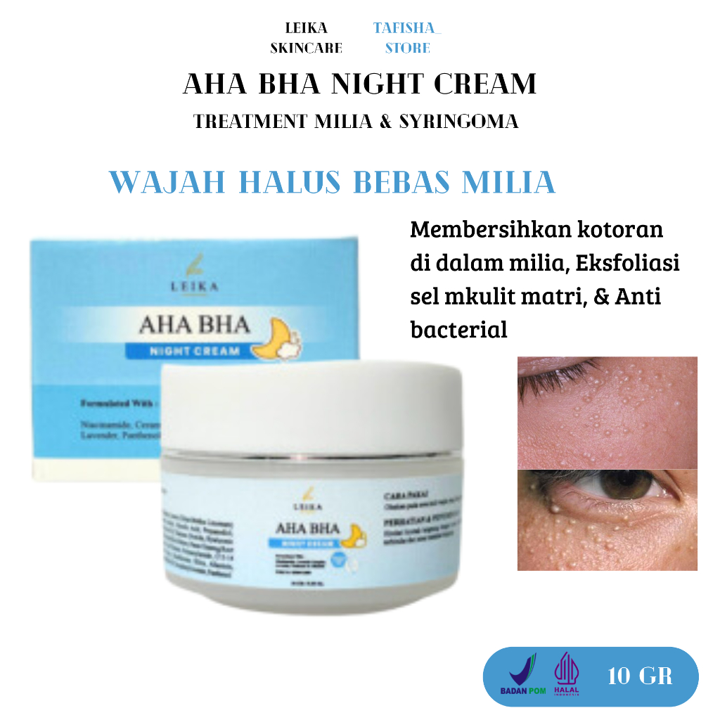 NIGHT CREAM AHA BHA LEIKA SKINCARE Penghilang Milia Krim Milia Penghilang Milia Paling Ampuh Obat Mi