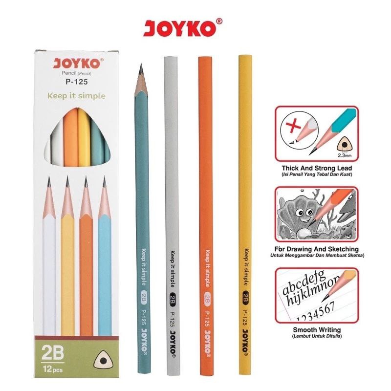 

Pensil Joyko P-125 Pastel 2B / Pensil penghapus joyco / Pensil 2B