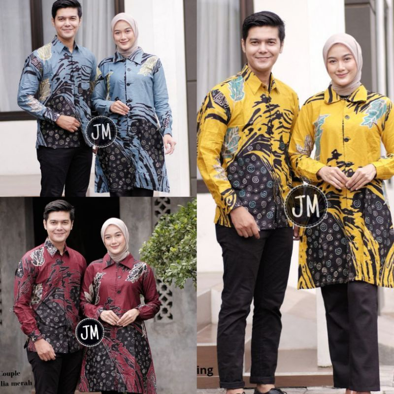 COD_BATIK COUPLE TERBARU TUNIK WANITA DAN KEMEJA PRIA MODERN BIG SIZE READY UKURAN M SAMPAI JUMBO