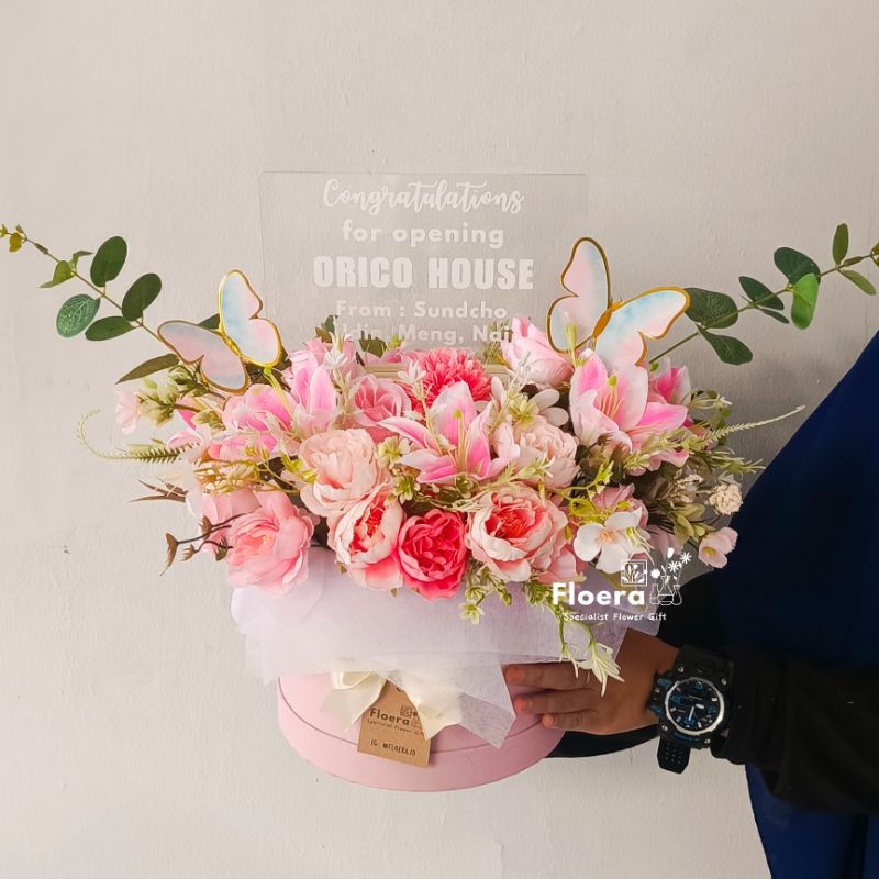 Bloom box karangan bunga artificial size XL untuk grand opening