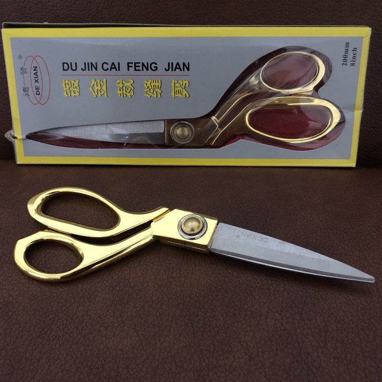 

KODE I7K2 gunting kain tajam pegangan EMAS 8 inch dan 9 inch