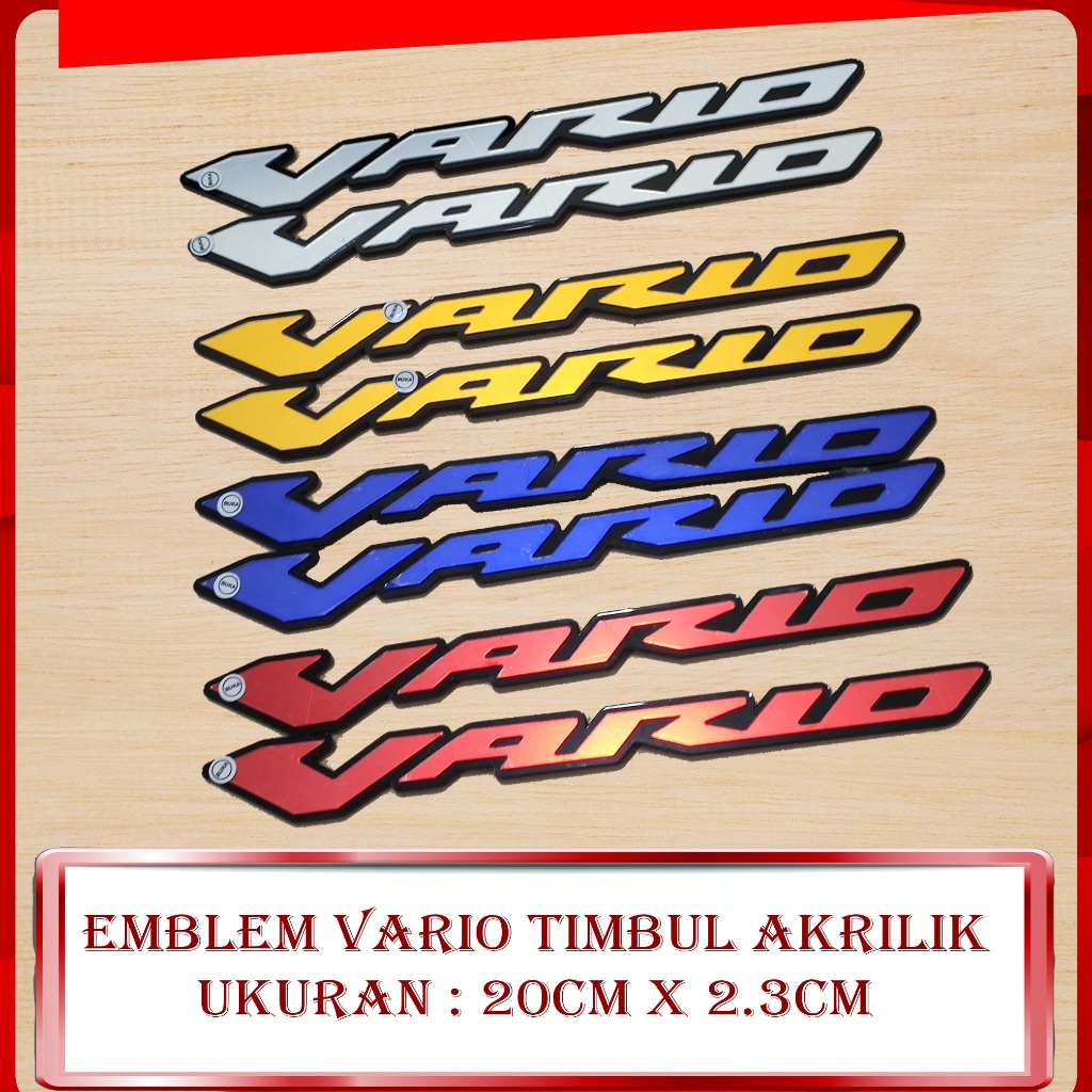 EMBLEM VARIO 110 125 150 160 3D TIMBUL SEPASANG 2PCS AKRILIK HIGH QUALITY