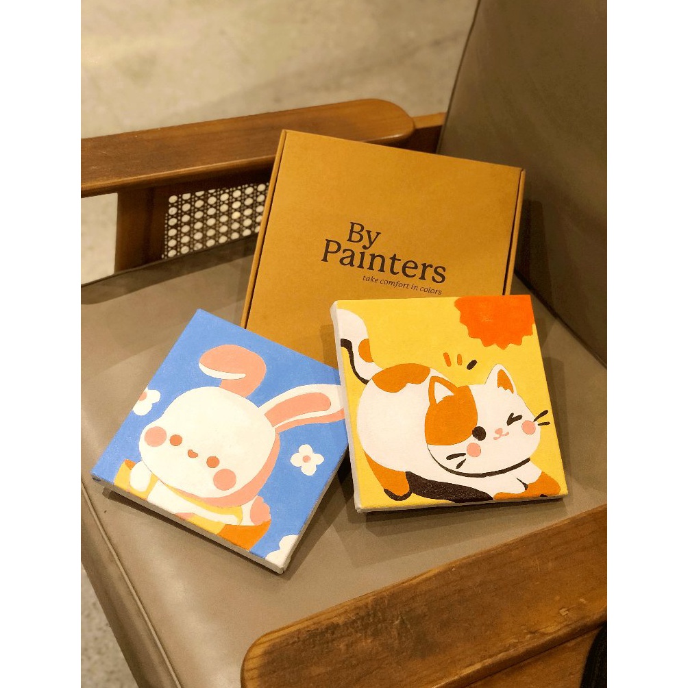 

KODE I1L7 Paint By Number Bunnie Kitten ByPainters 2x2cm Canvas Painting Kit