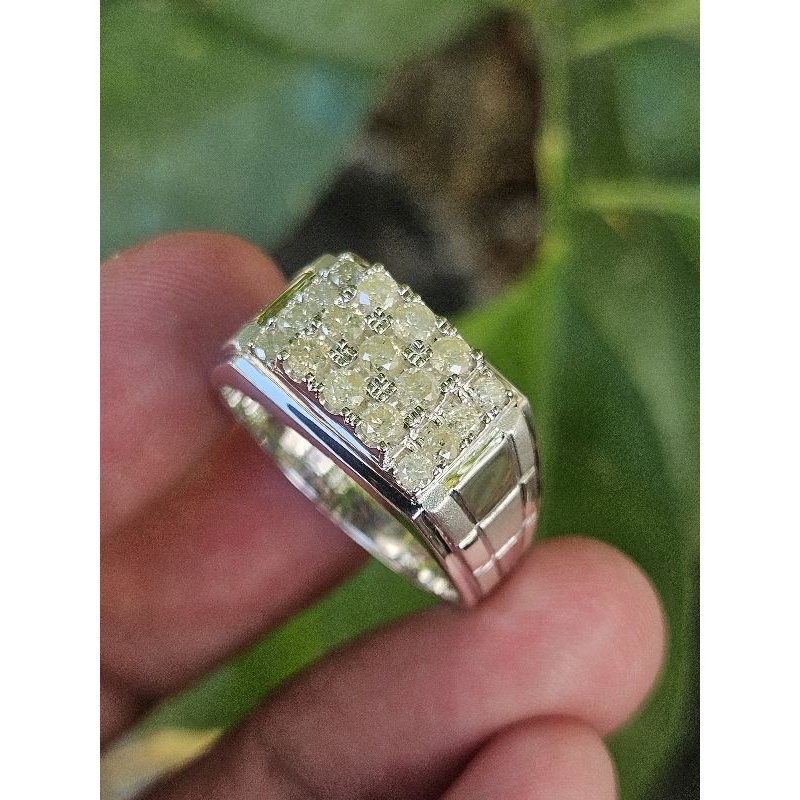 Cincin silver full berlian cincin pria cincin cowok cicin stempel cincin simple berlian eropa