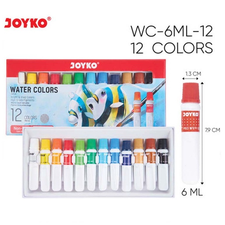 

Hemat Pilihan JOYKO cat airwatercolor 12clr x 6ML
