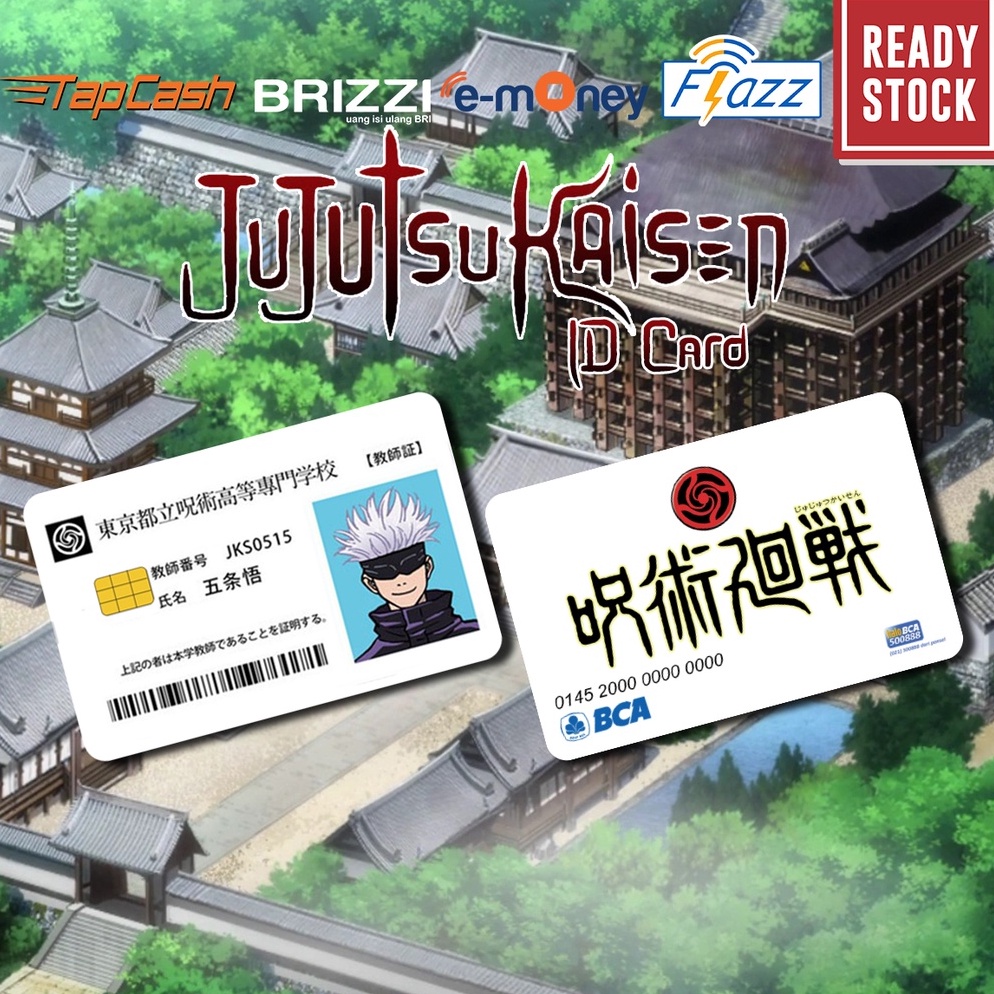Emoney mandiri flazz bca gen 2 brizzi tapcash custom ID Card JUJUTSU KAISEN kartu e toll free edit 1