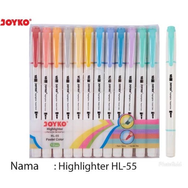 

KODE V5H2 Dual Tip Highlighter Pastel color Joyko HL55 12 warna