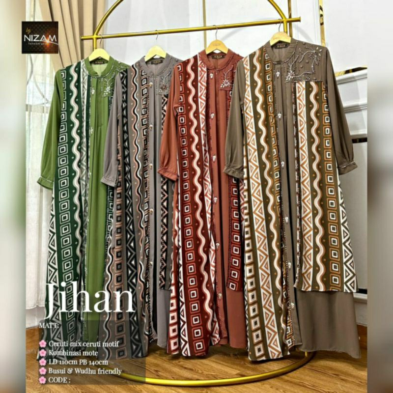 JIHAN GAMIS MAXY PREMIUM DRESS**BAHAN CERUTI MIX CERUTY MOTIF*BY ORIGINAL COLLECTION