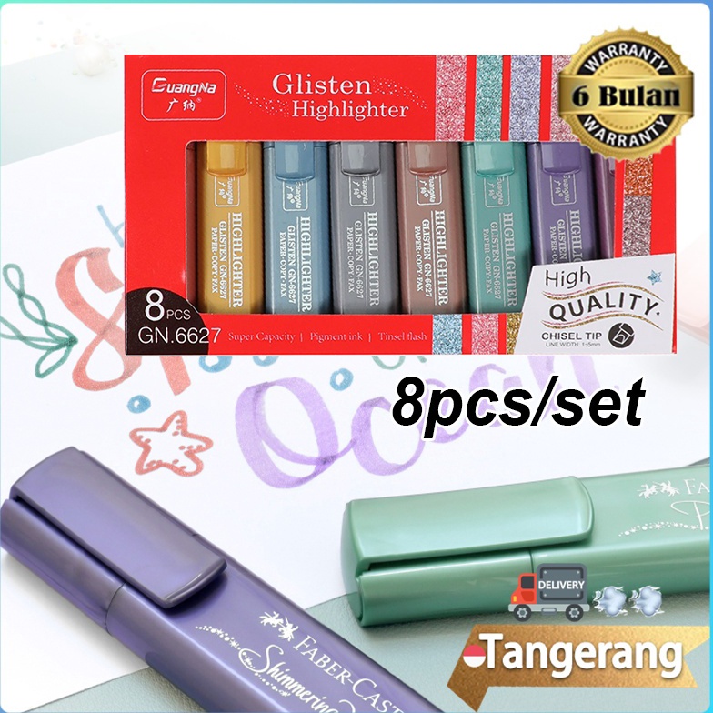 

ART F77I 8pcsbox Textliner Faber Castell Metalik 8 Warna Highlighter Textliner 46 Metallic