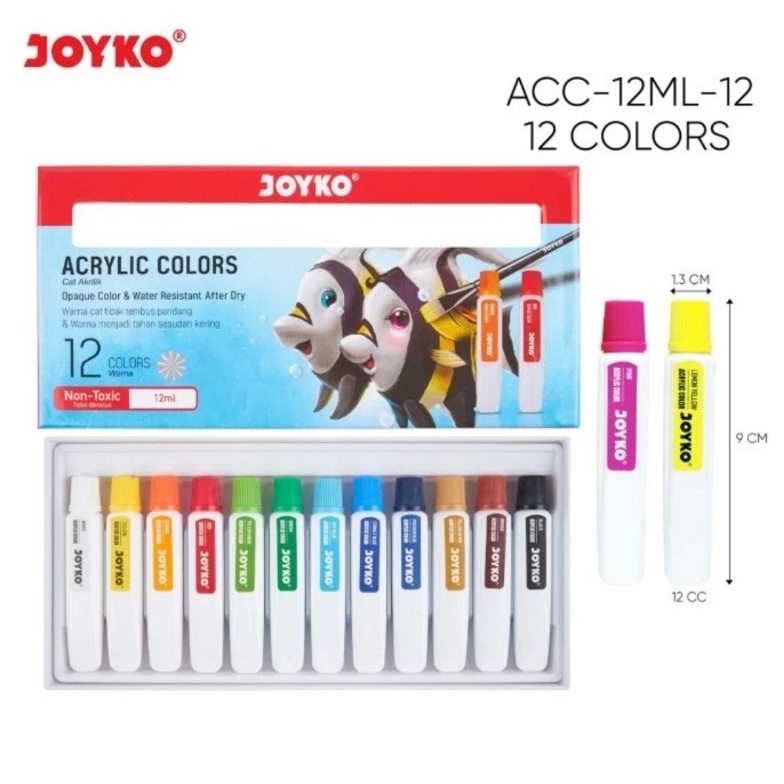 

KODE L5G4 Cat Acrylic Joyko 12 Warna 12ml Non Toxic