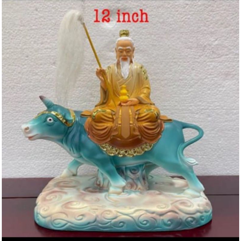 patung dewa tai shang lao jin naik kerbau/ Tai siong - 12inch - resin