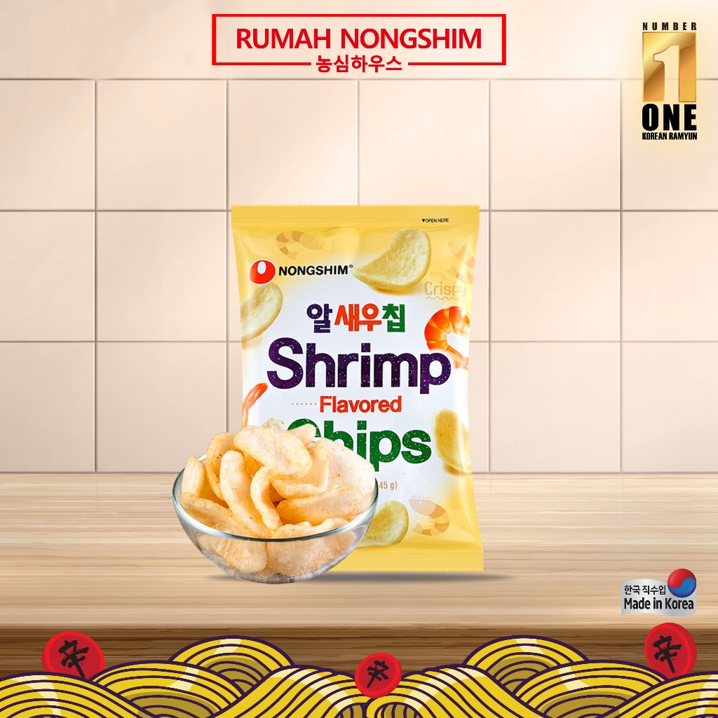 

NONGSHIM - SHRIMP FLAVORED CHIPS 75gr Made in Korea [Korean Seafood Snack] [Kerupuk Rasa Udang]