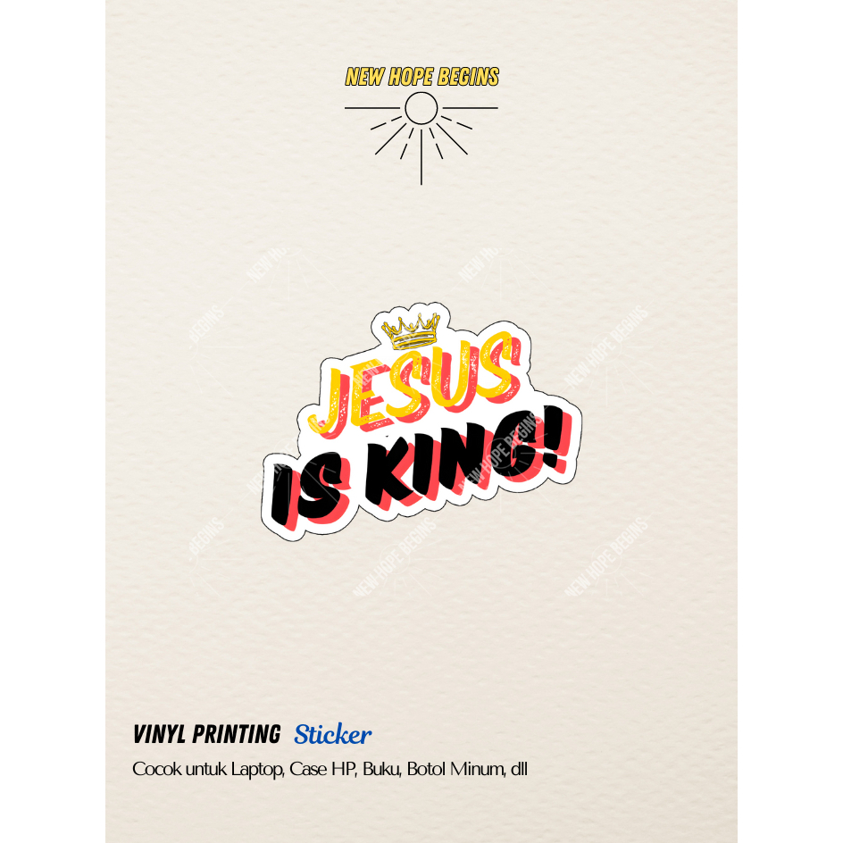 

STIKER ROHANI ALKITAB JESUS IS KING / VINYL WATERPROOF ANTI AIR STICKER / STIKER AESTHETIC LAPTOP CASING HP BUKU HELM TUMBLR | NEW HOPE BEGINS
