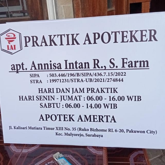 

Flash Sale Papan Nama Apotek/Praktek Apoteker Ukuran 80x60cm