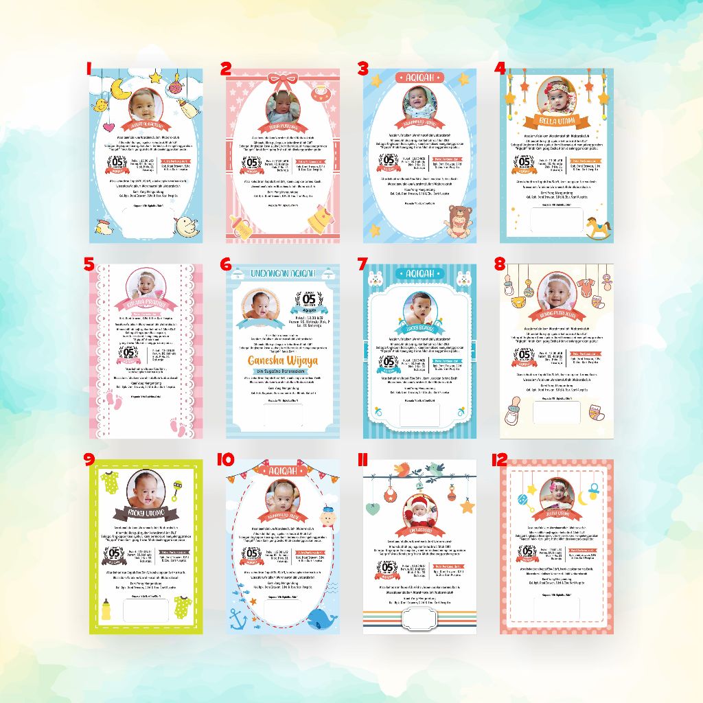 UNDANGAN AKIKAH CUSTOM BAHAN BC