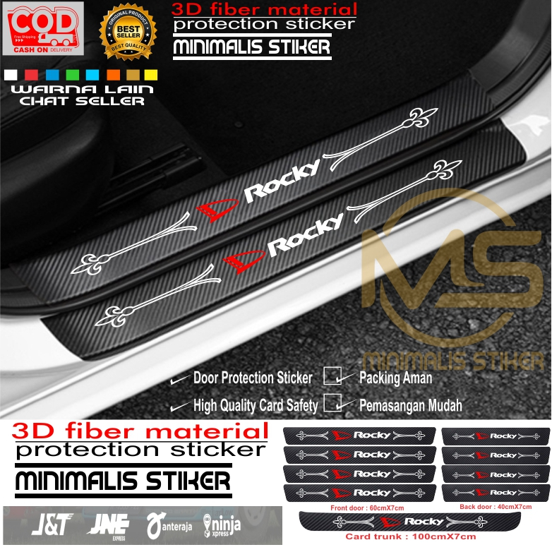 Karbon 3D Door Sill Plate Guard Daihatsu Stiker Pelindung Pijakan Lantai Bawah Pintu Mobil Rocky