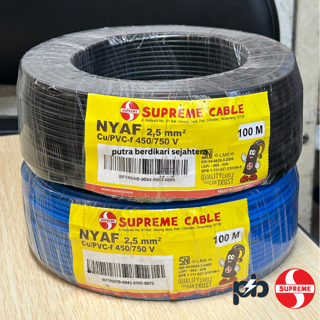 Kabel NYAF 2.5 mm Merk Supreme 100 Meter / Kabel NYAF 2.5mm Supreme (100 Meter)