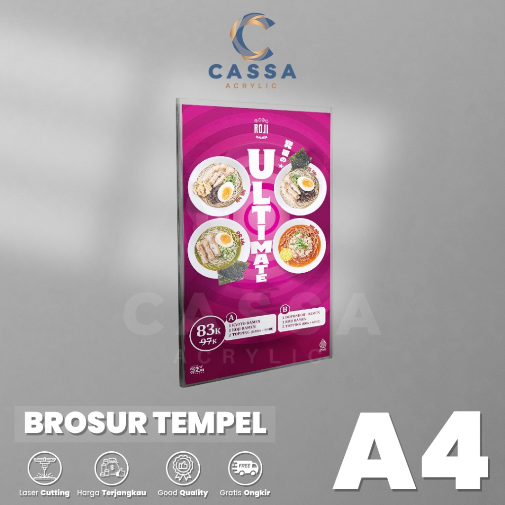 

Tempat Brosur Tempel A4 / Sign Holder Acrylic / Akrilik Dinding