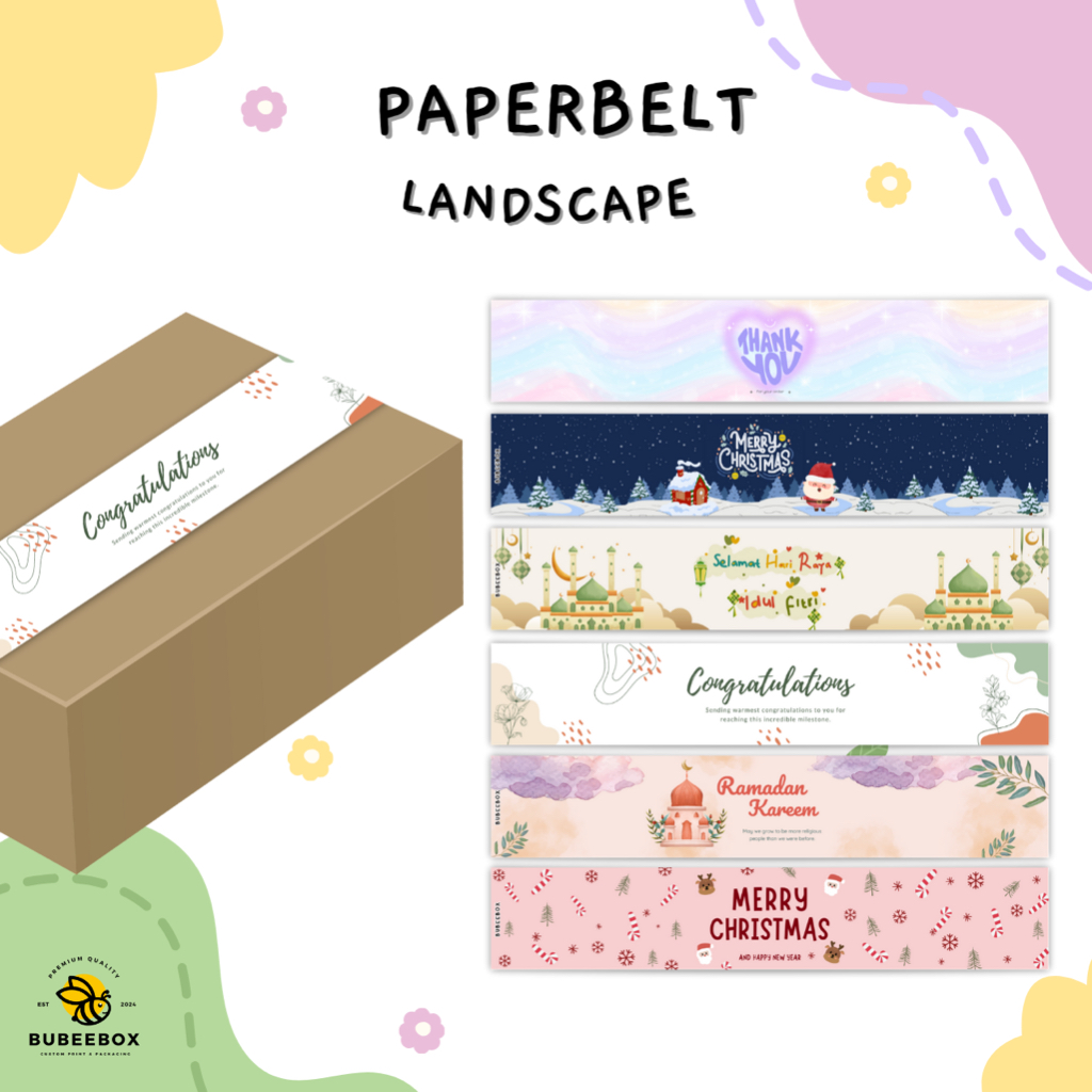 

[READY STOCK] 25 Pcs Papebelt Premium / Paperbelt Glossy / Kemasan Produk Makanan / Roll Hijab Premium
