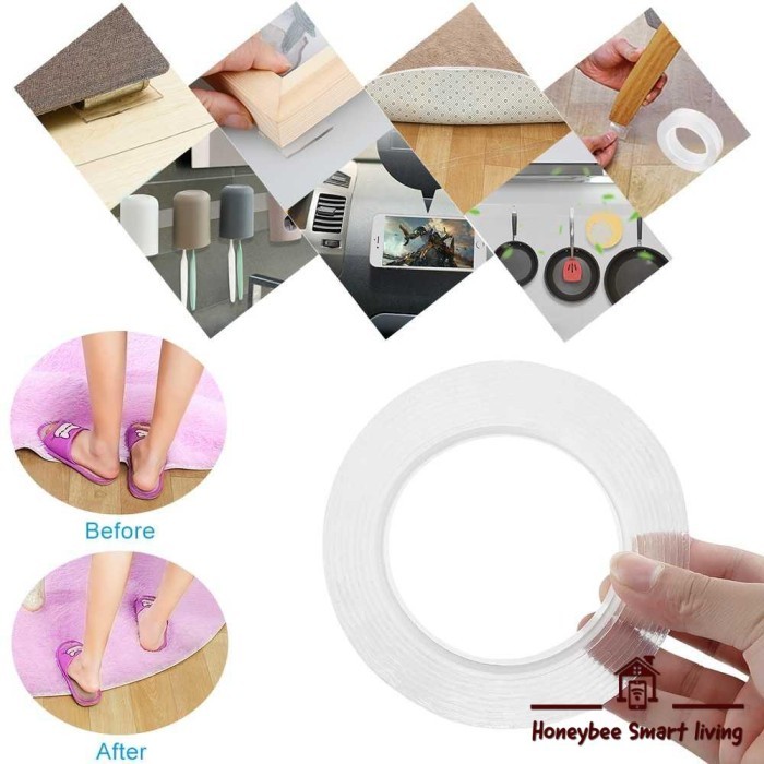 

Double Tape Bening Tahan Air Lakban Perekat No Trace Washable Sticker