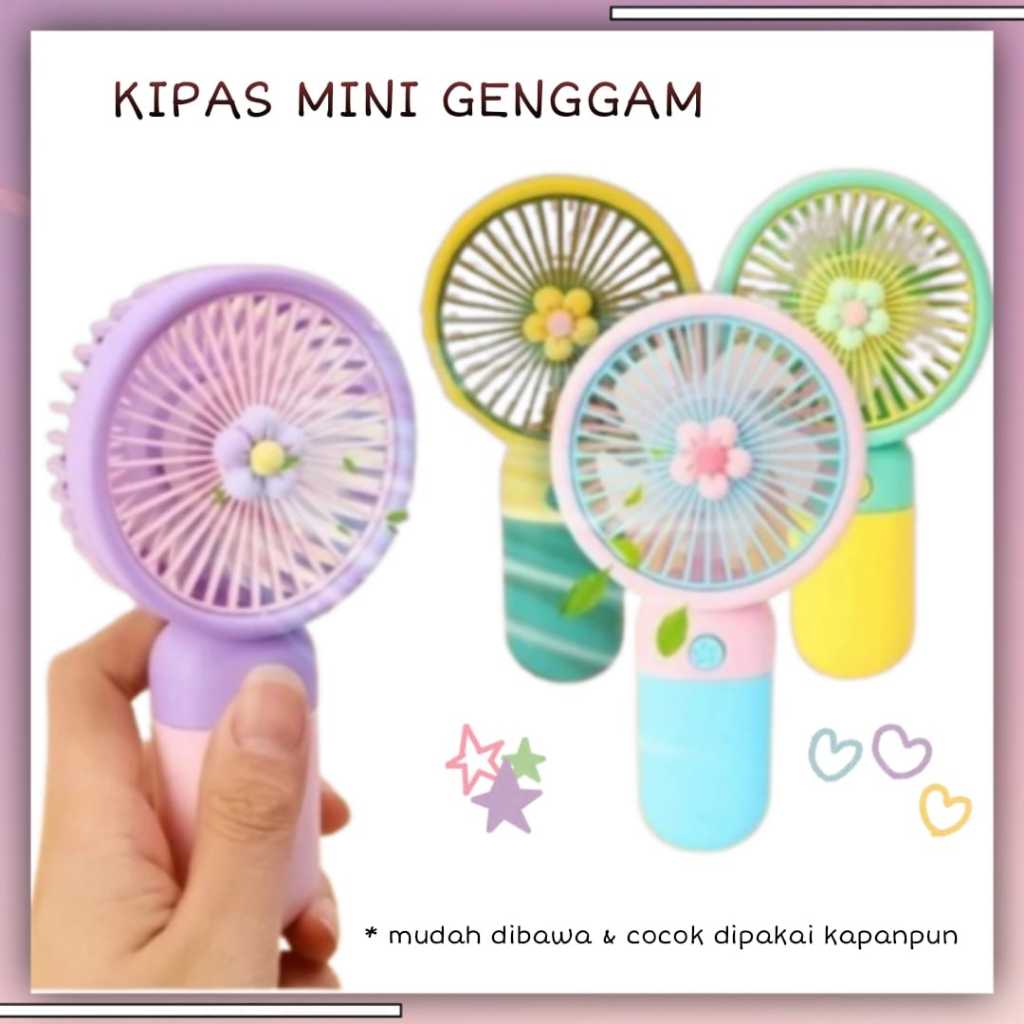 Kipas Angin Mini Karakter Bunga Portable Kipas Angin USB Genggam Karakter Kipas Angin Mini