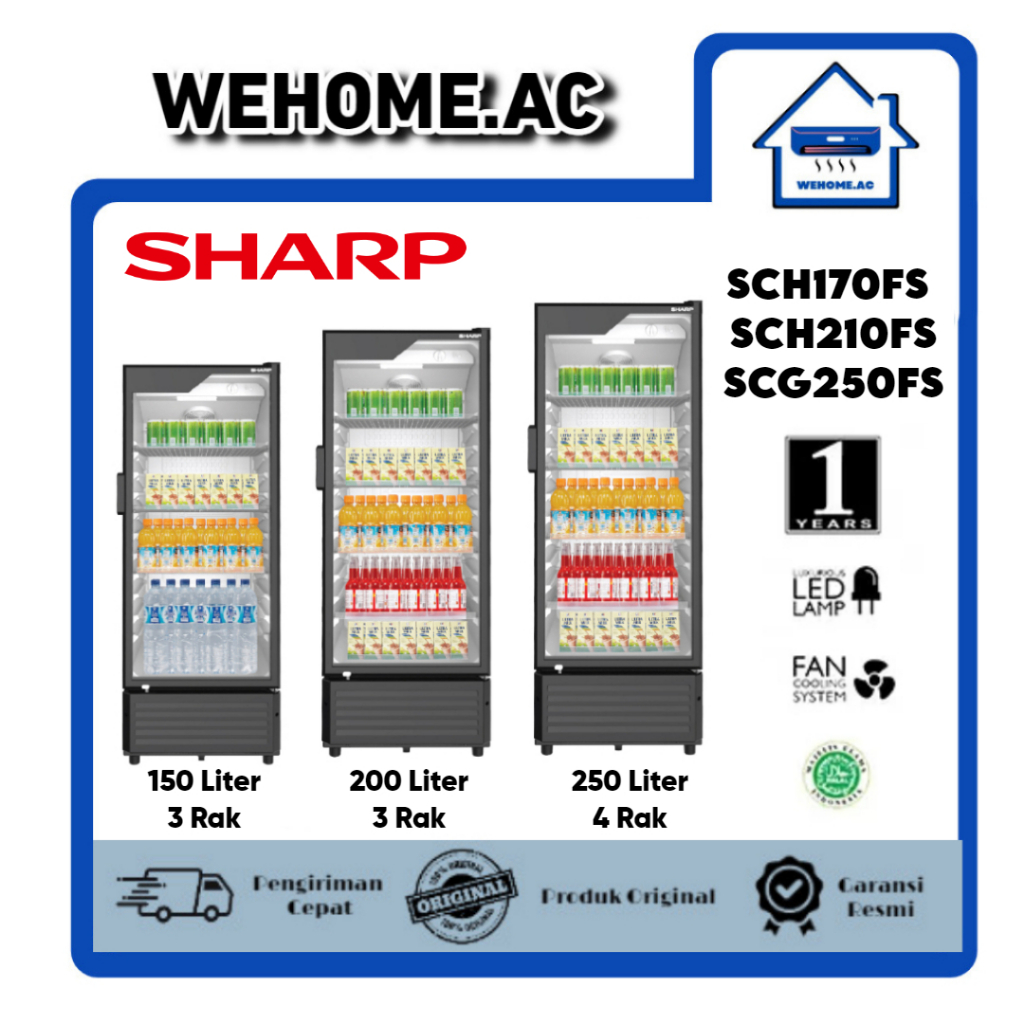 Showcase Cooler Sharp SCH170FS / SCH210FS / SCH250FS Kulkas Lemari Display Cooler Sharp